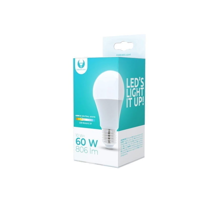 Żarówka LED E27 10W A60 biała neutralna opakowanie