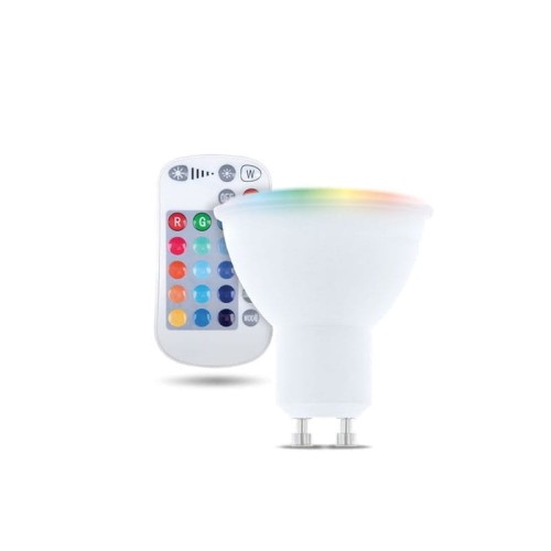 Żarówka LED GU10 RGBW RGB + biała ciepła 5W + pilot