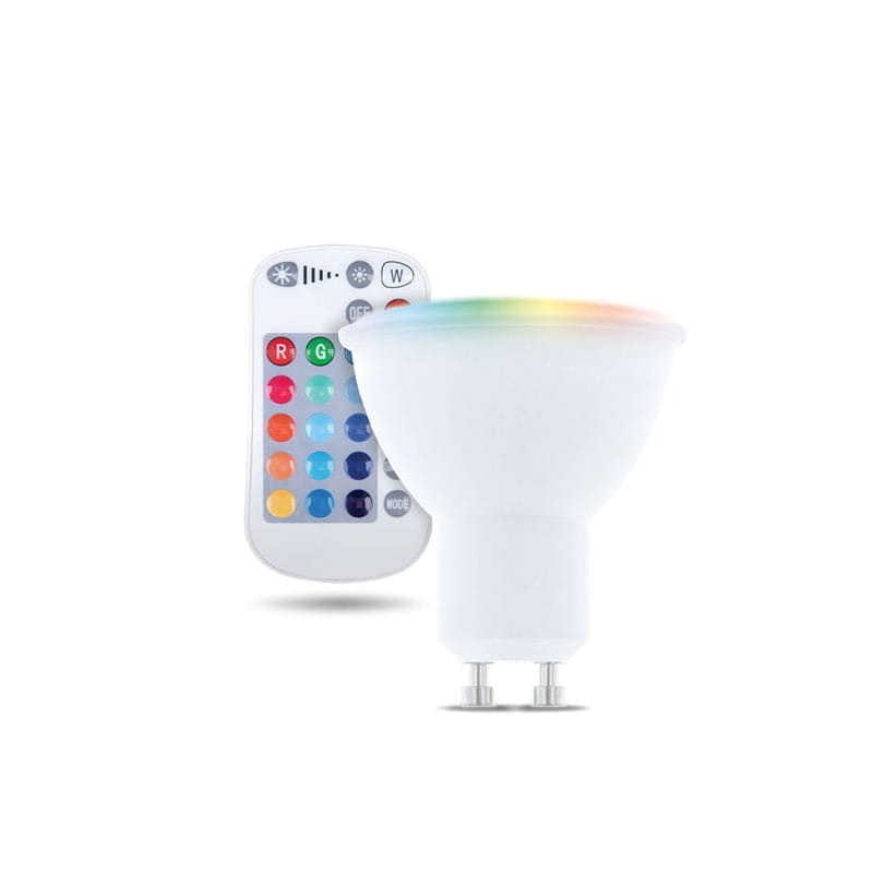 Żarówka LED GU10 RGBW RGB + biała ciepła 5W + pilot