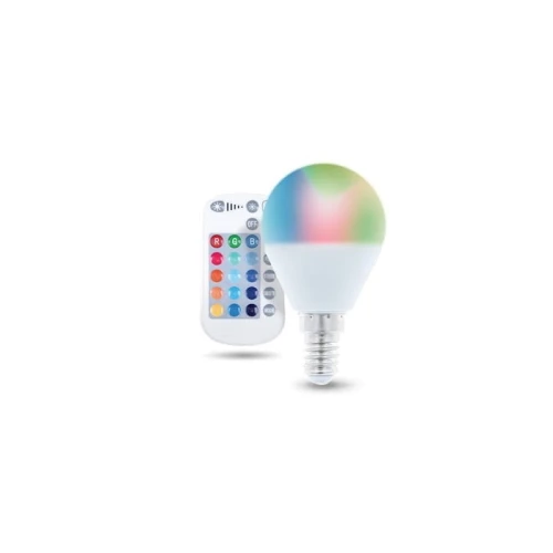 Żarówka LED E14 G45 RGBW RGB + biała ciepła 5W + pilot