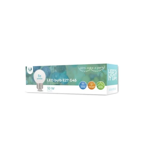 Żarówka LED E27 2W 230V biała G45 kulka - 5 sztuk