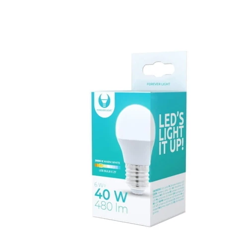 Żarówka LED E27 6W biała ciepła G45 kulka