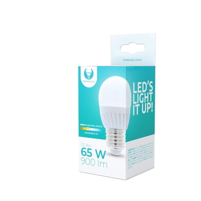 Żarówka LED E27 10W G45 biała neutralna