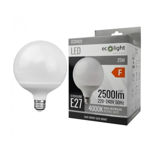 Żarówka LED E27 25W GLOBE G120 biała neutralna
