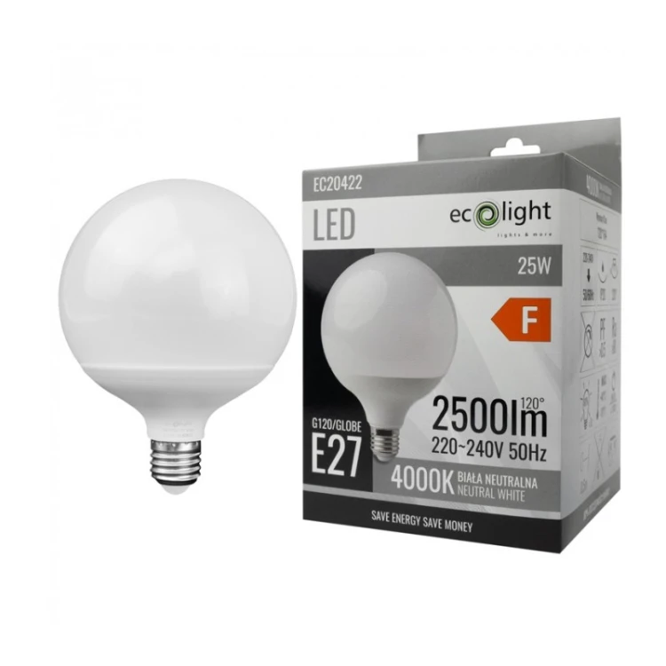 Żarówka LED E27 25W GLOBE G120 biała neutralna z opakowaniem