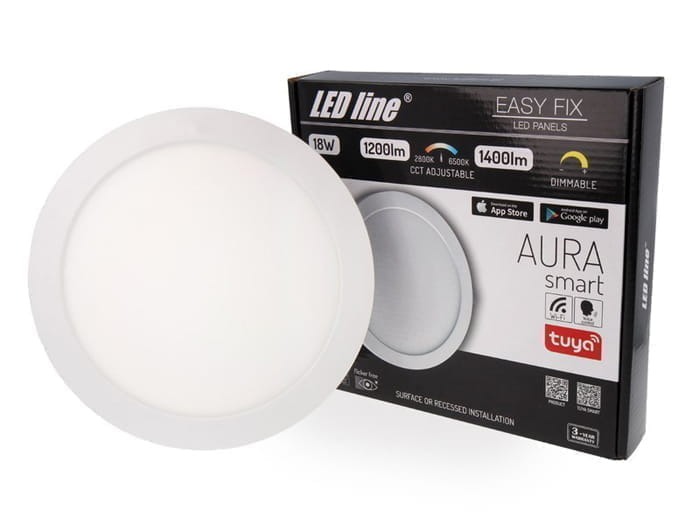 Panel LEDline Easy Fix AURA smart 18W 1650lm 2700K ściemnialny okrągły - biała ciepła