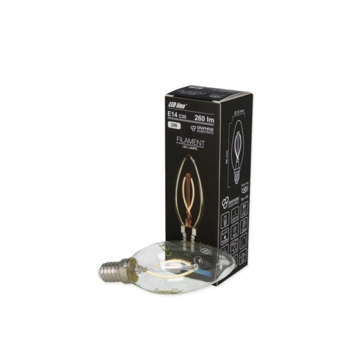 Żarówka LED LEDline E14 C35 Filament 2W 260lm biała dzienna świeczka 230V