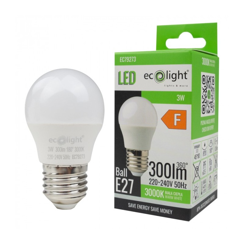 Żarówka LED kulka E27 3W ciepła biała G45