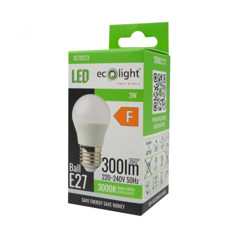 Żarówka LED E27 G45 3W ciepłe światło