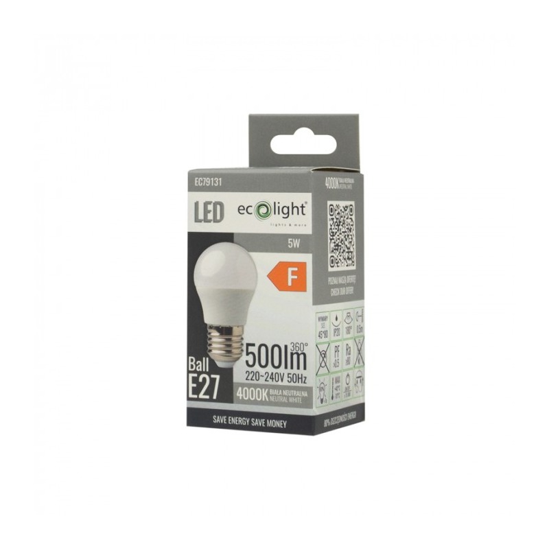 Żarówka LED E27 G45 5W neutralne światło