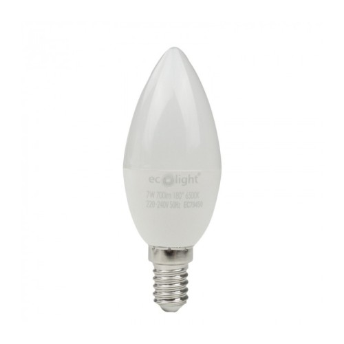 Żarówka LED E14 7W C37 świeczka biała zimna