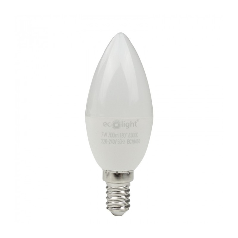 Żarówka LED E14 7W C37 świeczka biała zimna