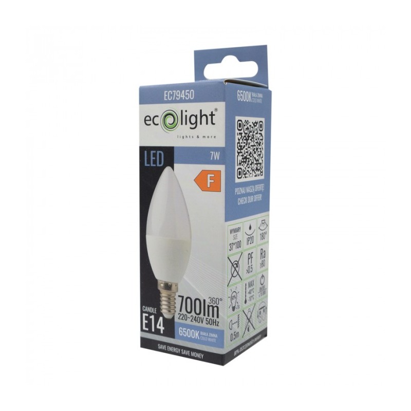 Żarówka LED E14 C37 7W zimne światło