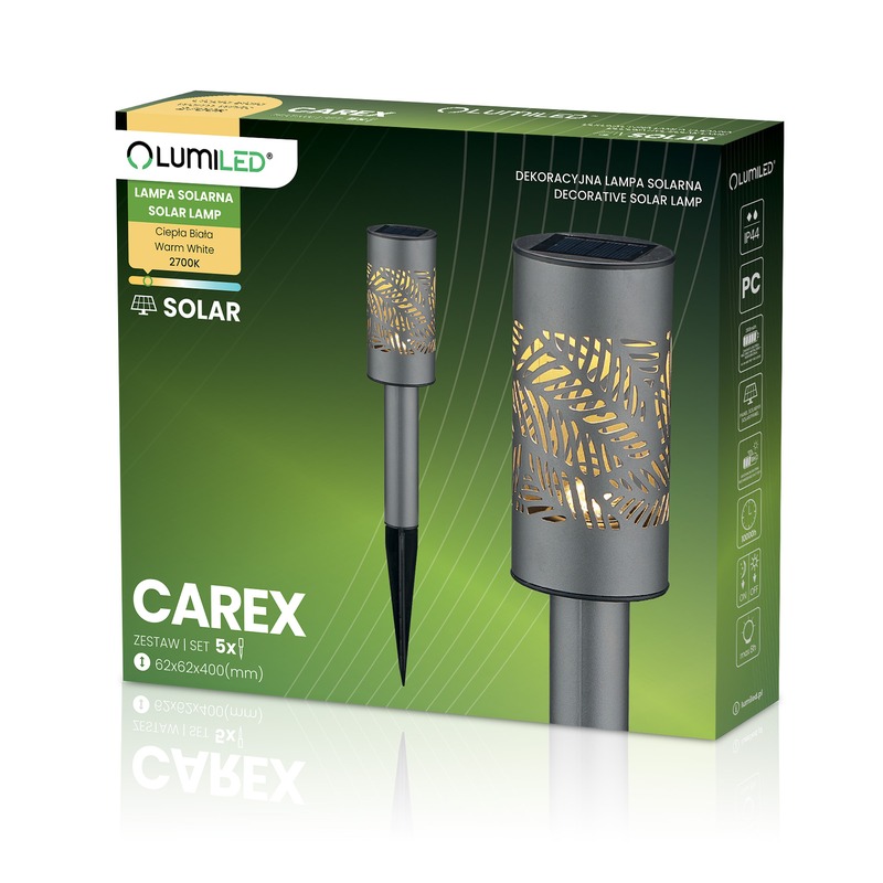 Lampy solarne wbijane CAREX LED zestaw 5 szt