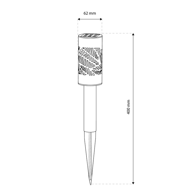 Wymiary lampy solarnej CAREX 40cm IP44 zestaw 5 szt