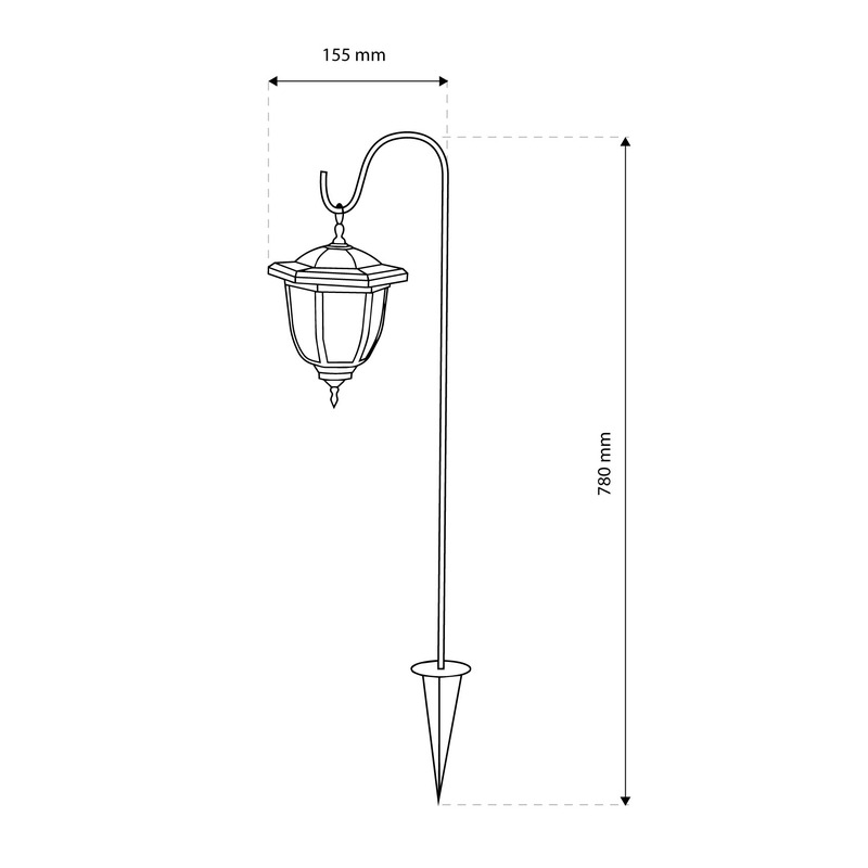 Wymiary lampy solarnej DENDRA 78cm IP44 6500K