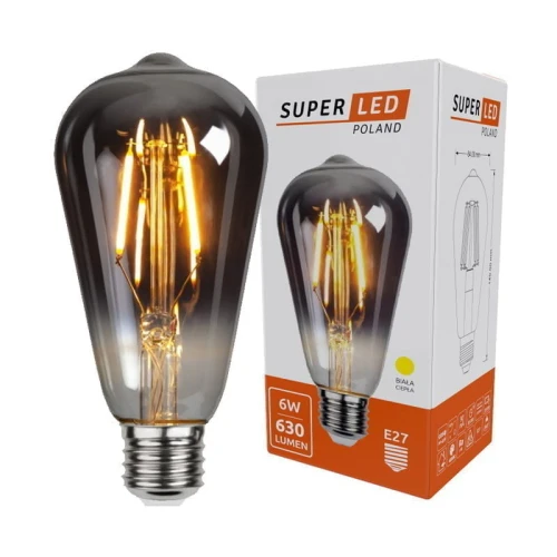 Żarówka LED E27 6W Filament ST64  biała ciepła