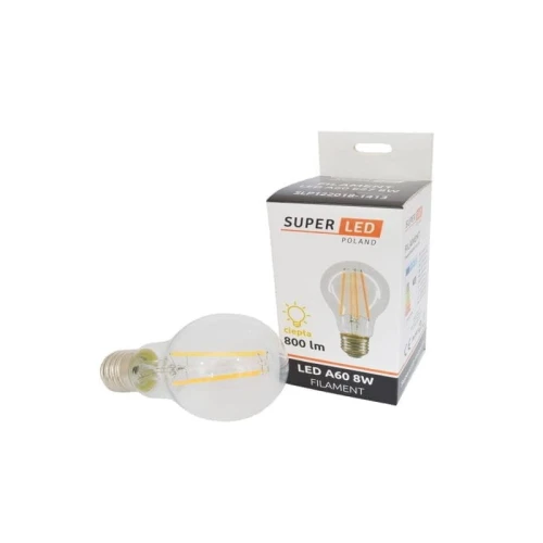Żarówka LED E27 8W Filament Edison kula biała ciepła