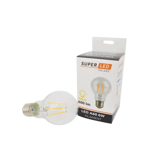 Żarówka LED E27 6W Filament Edison kula biała ciepła