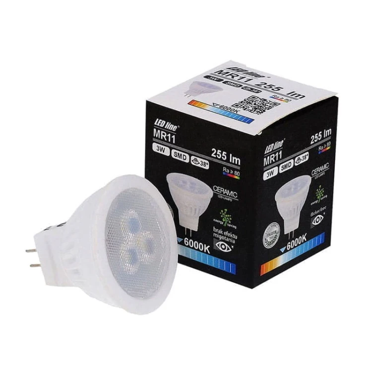 żarówka LED MR11 3W 12V biała zimna  38°