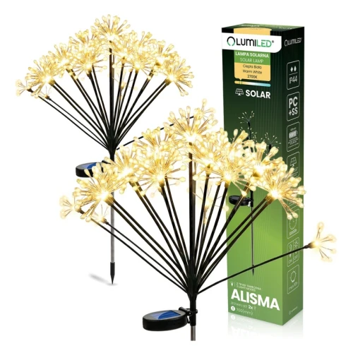 Lampa ogrodowa solarna LED biała ciepła 70cm wbijana gałązki ALISMA - 2 szt.