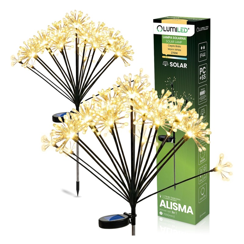 Lampa solarna ogrodowa ALISMA 70cm dmuchawiec 2 szt.