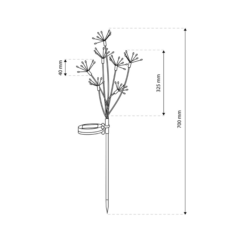 Wymiary lampy solarnej ALISMA 70cm dmuchawiec 2 szt.