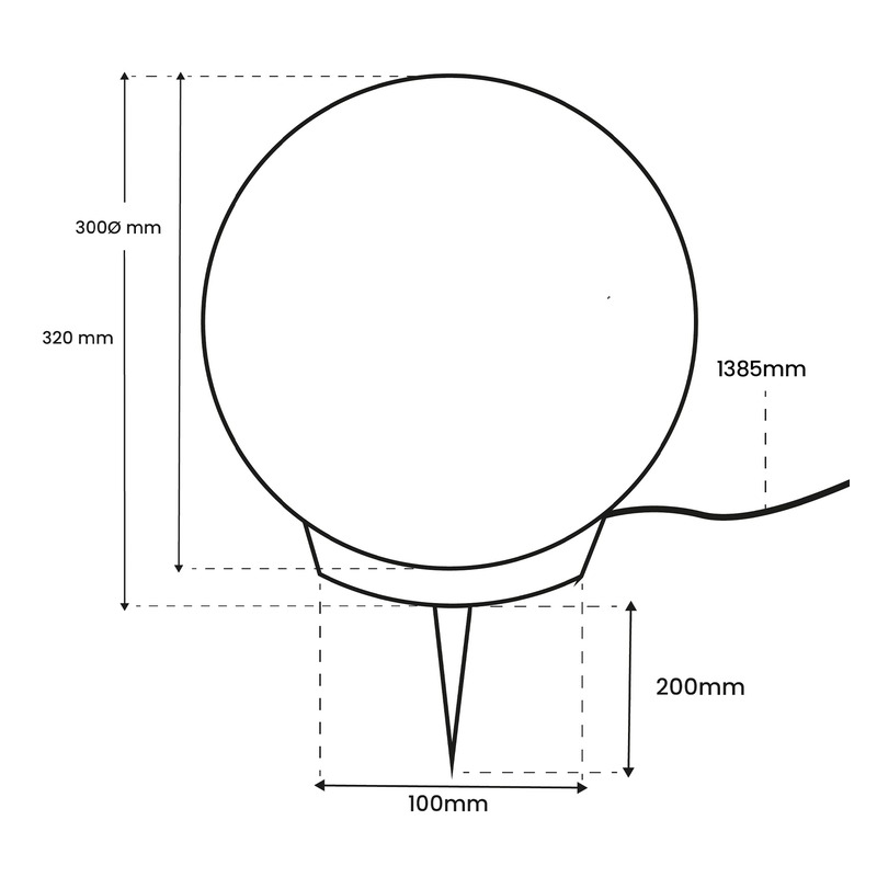 Wymiary lampy ogrodowej LUMIKULA2 30cm E27 IP65