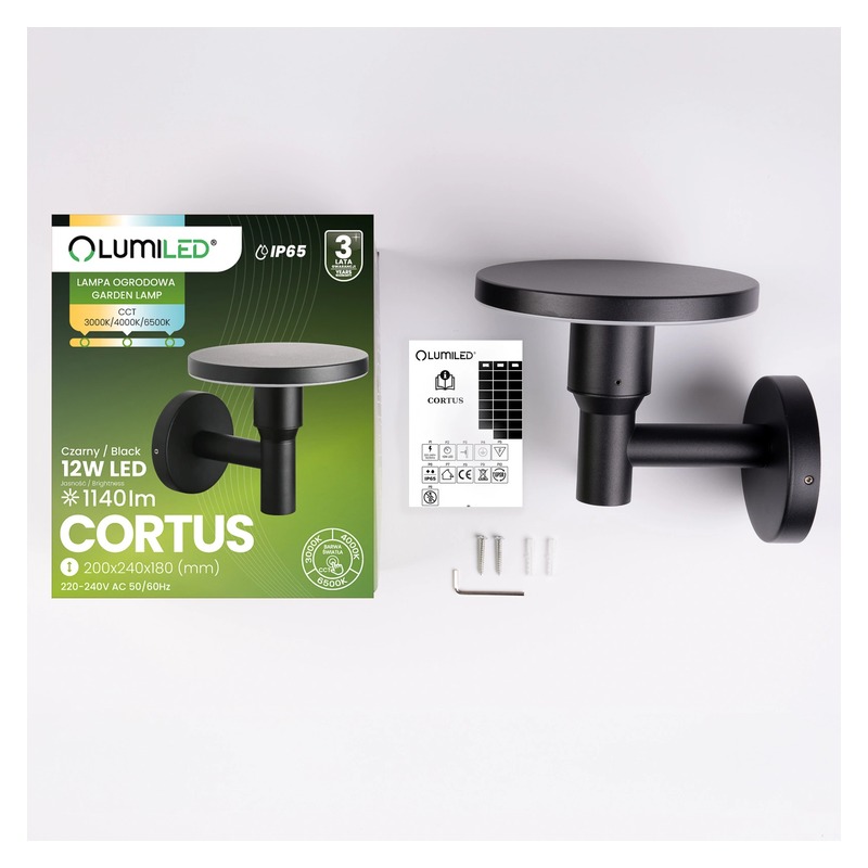 Lampa elewacyjna LED 3000K-6500K IP65 CORTUS