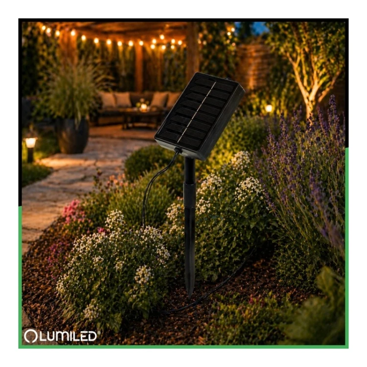 Lampki solarne ogrodowe 30 LED GLADI3 biała ciepła