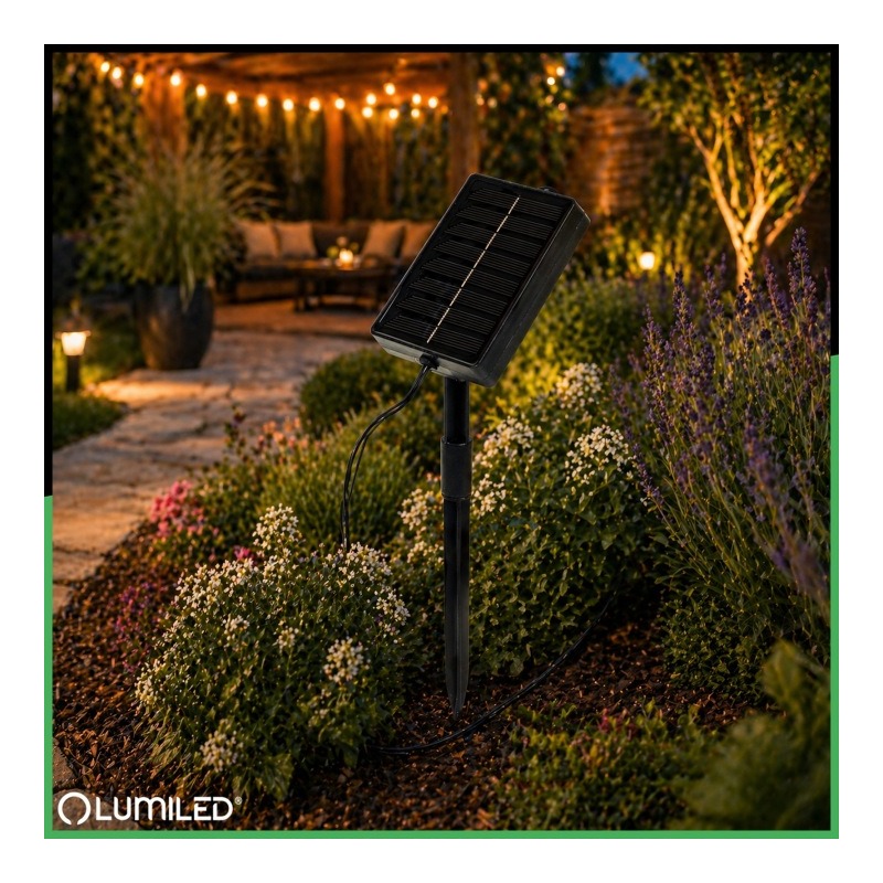 Lampki solarne ogrodowe 30 LED GLADI3 biała ciepła