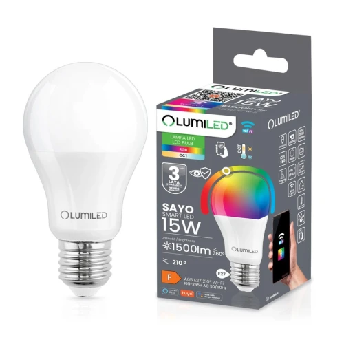 Inteligentna żarówka E27 RGB CCT LED 15W Ściemnialna WiFi Tuya