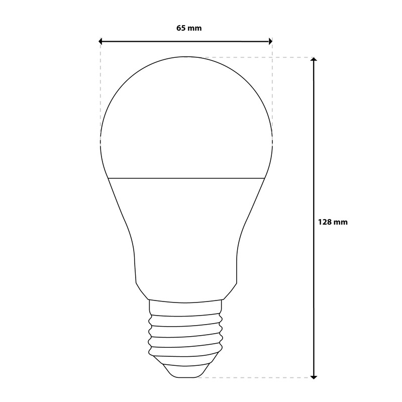 Wymiary żarówki inteligentnej E27 RGB CCT LED 15W Tuya