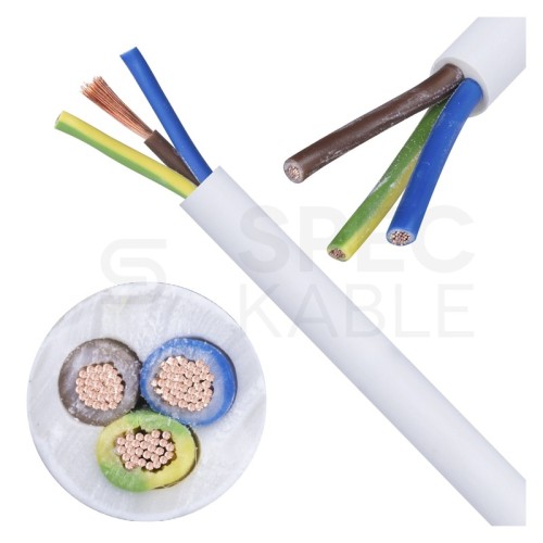 Przewód mieszkaniowy OMY 3x1,5mm2 300V biały 1m