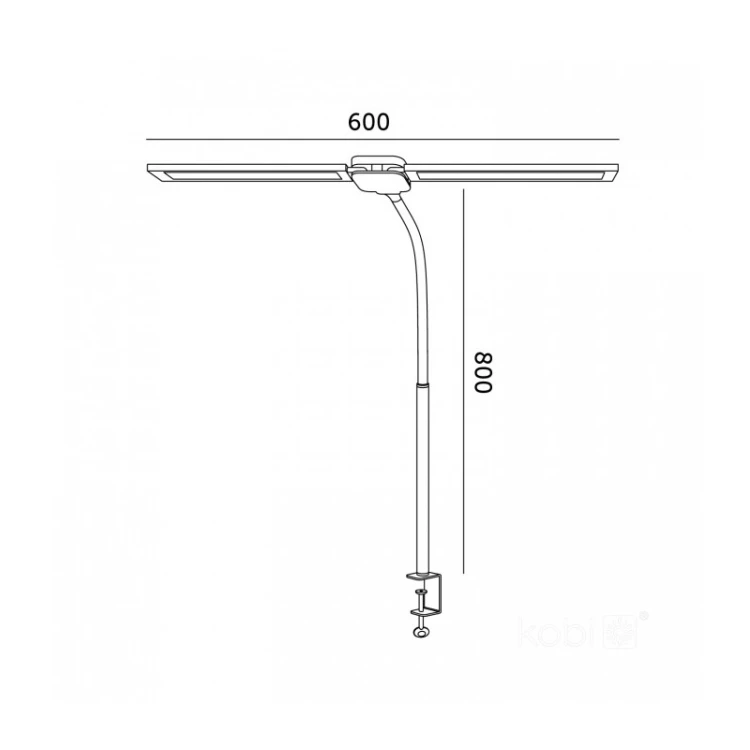 Wymiary lampki biurkowej LED TENUIX DUO 2 14W CCT czarna