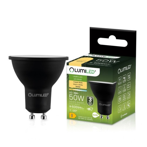 Żarówka LED GU10 6W 3000K biała ciepła czarna