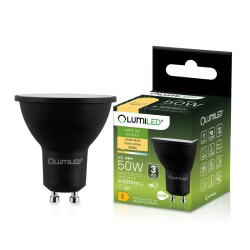 Żarówka LED reflektor GU10 6W 3000K biała ciepła - czarna