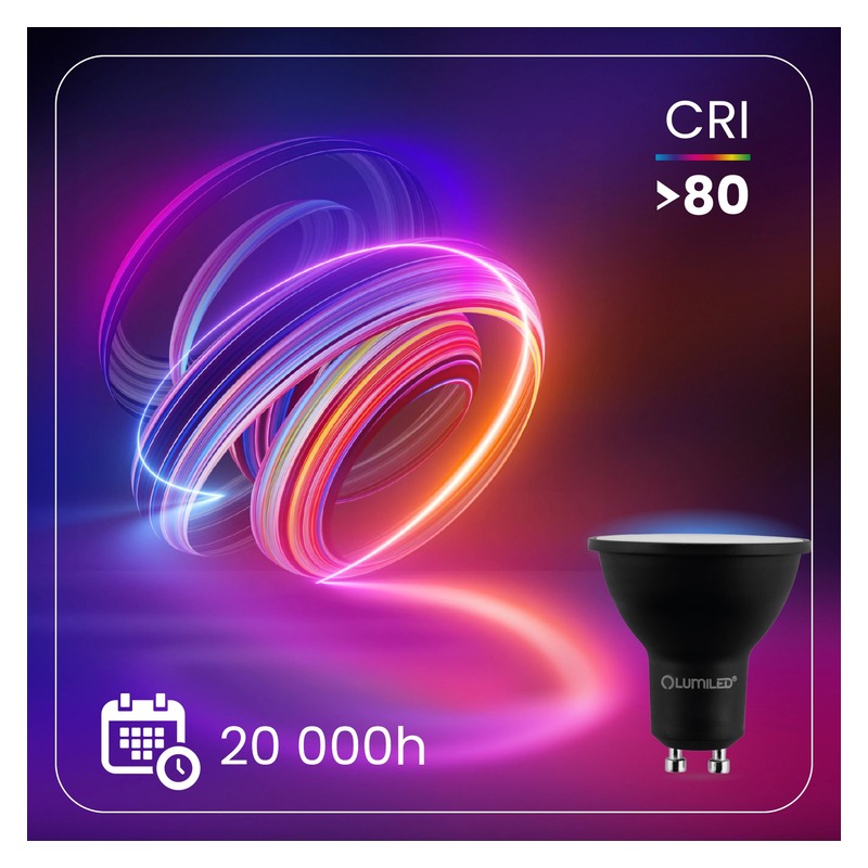 Żarówka LED GU10 czarna 6W 3000K energooszczędna