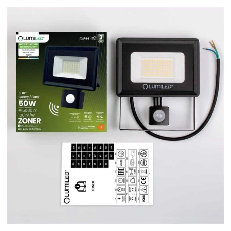 Lampa LED 50W neutralna biała IP44 ZONER