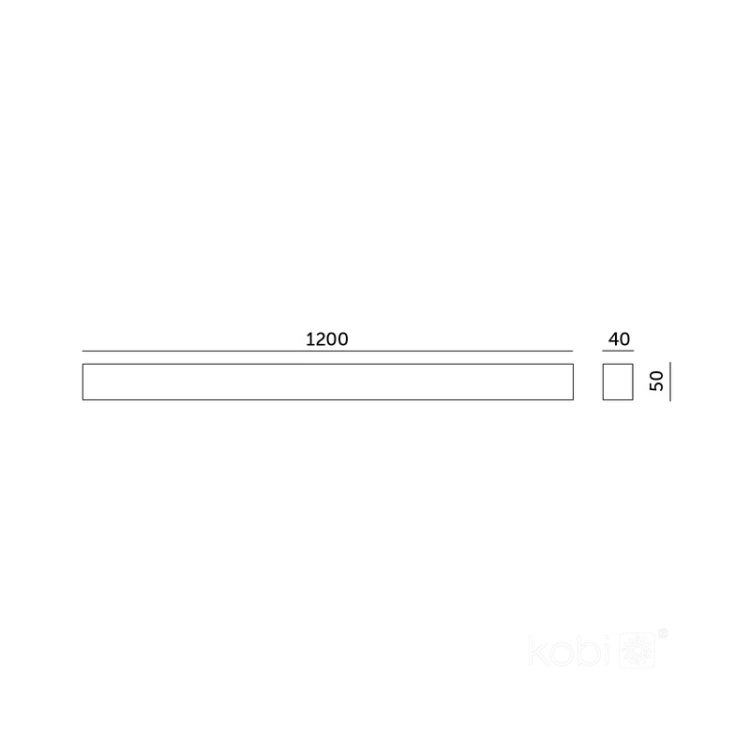Wymiary lampy liniowej LED 40W 120cm KOLINE GO Pro biała