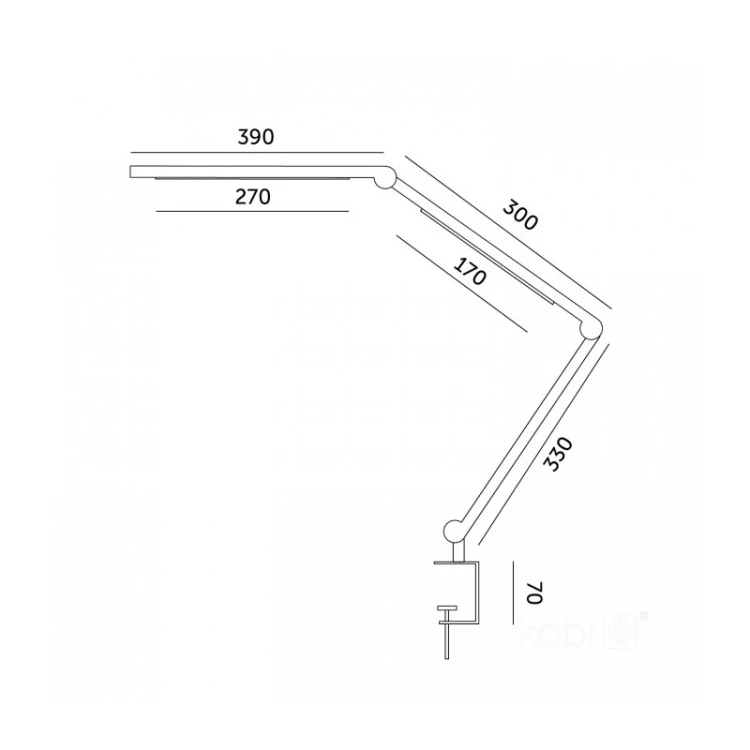 Wymiary lampki biurkowej LED TENUIX FOLD 2 20W CCT czarna