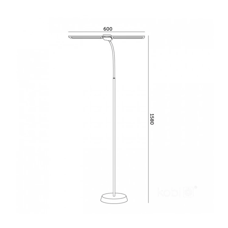 Wymiary lampki podłogowej TEILO 2 14W 3CCT czarna