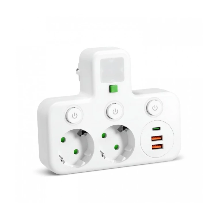 Rozgałęźnik z USB i lampką LED 4000K Linea PRO