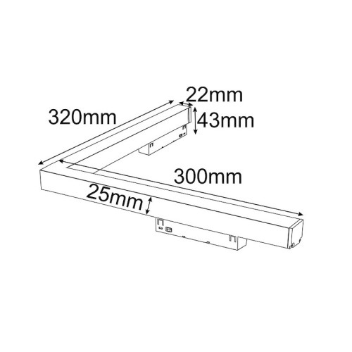 wymiary lampy liniowej ANGOLO 20W 4000K na szynę magnetyczną 48V