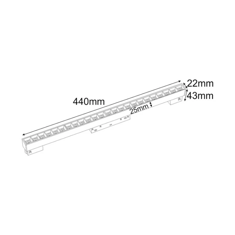 Wymiary oprawy magnetycznej LENTI L 24W 4000K Magnetic 48V
