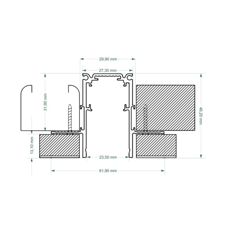 Wymiary szyny magnetycznej 1M typ GK czarnej 48V