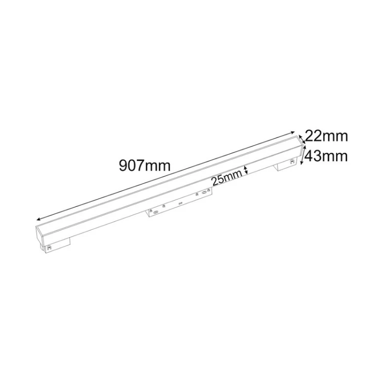 Wymiary lampy liniowej LED TAVOLA L 30W 3000K Magnetic 48V czarna
