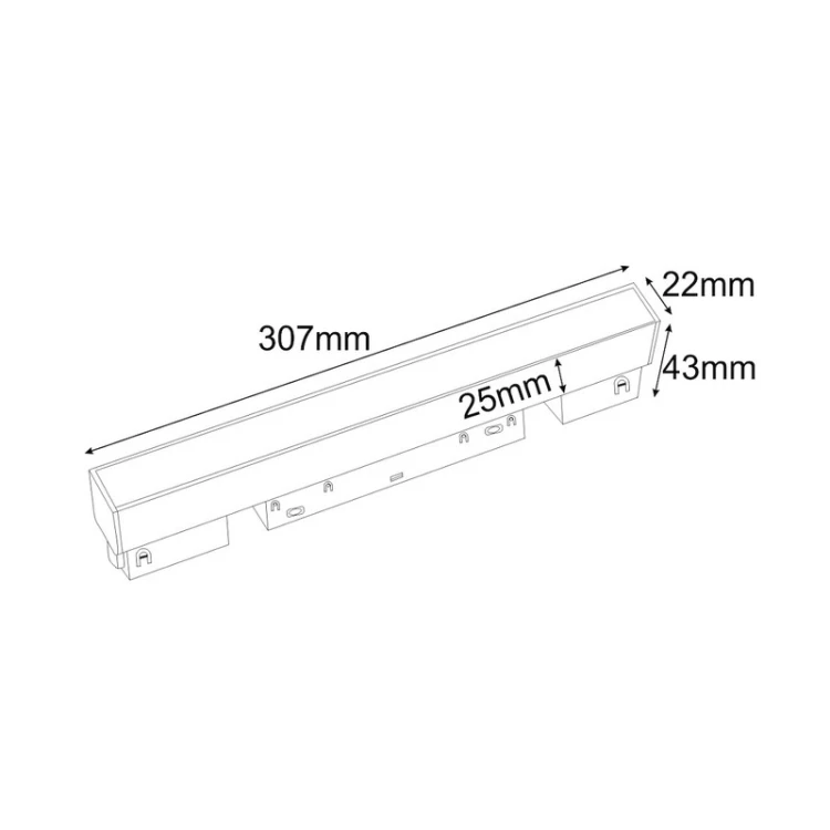 Wymiary lampy liniowej LED TAVOLA S 10W CCT MiBoxer Magnetic 48V biała