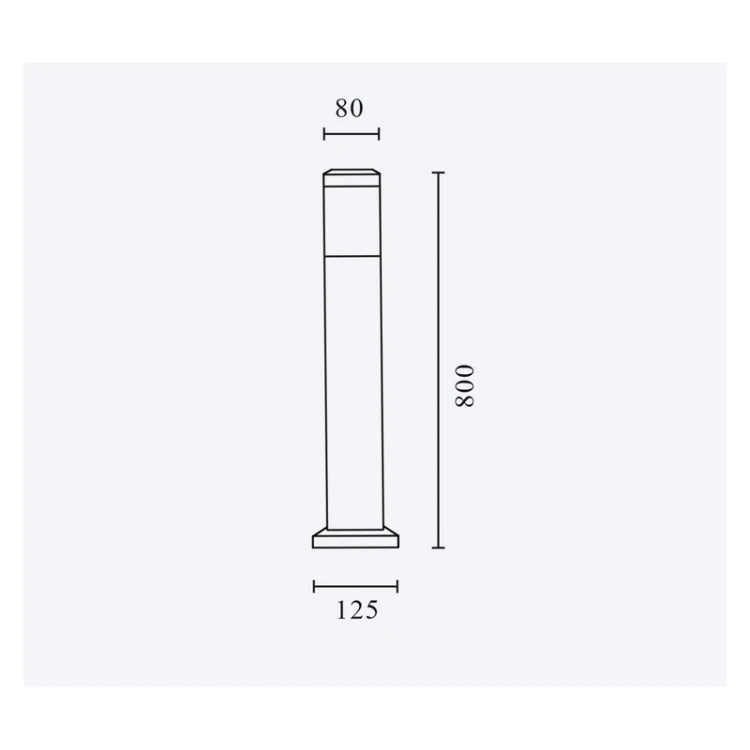 Wymiary okrągłego słupka ogrodowego E27 80 cm CUBE corten