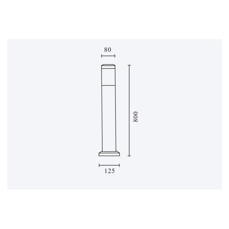 Wymiary okrągłego słupka ogrodowego E27 80 cm CUBE czarny